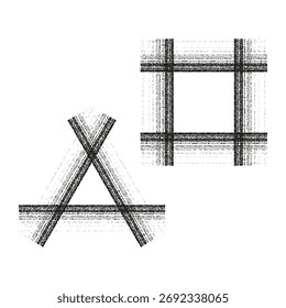 Icono de cuadrícula Abstractas. Forma de línea distorsionada. Vector blanco negro. Patrón geométrico al azar. EPS 10.