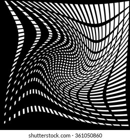 Abstract grid, mesh background with distortion, deformation effect.