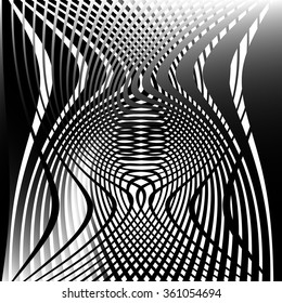 Abstract grid, mesh background with distortion, deformation effect.