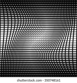 Abstract grid, mesh background with torsion effect. Distorted intersecting lines.