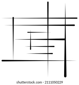 Abstract grid, mesh, lattice, grating geometric element. Cellular, reticular pattern with random lines