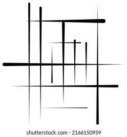 Abstract grid, mesh, lattice, grating geometric element. Cellular, reticular pattern with random lines