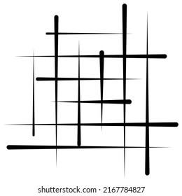 Abstract grid, mesh, lattice, grating geometric element. Cellular, reticular pattern with random lines