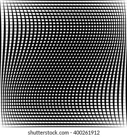 Abstract grid, mesh pattern with distortion effect. Abstract monochrome pattern, artistic geometric graphic.