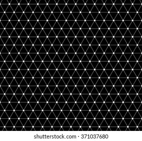 Abstract grid, mesh pattern with nodes. Seamlessly repeatable abstract monochrome vector texture.