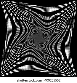 Abstract grid, mesh pattern with rotation, spiral effect. Vortex, rotation background.