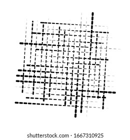 abstraktes Gitter, Geflecht aus zufälligen Streuungsstücken, Stücken. geometrische abstrakte Illustration. geometrische Matrix, Array-Muster