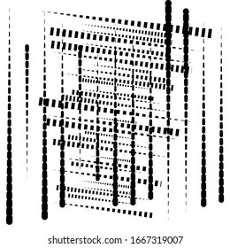 abstract grid, mesh of random scatter chunks, pieces. geometric abstract illustration. geometric matrix, array pattern