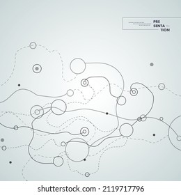 Abstract grid and molecular science pattern. Vector connection atom network background. Smooth wavy lines illustration structure design