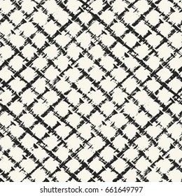 Abstract grid motif distressed textured background. Seamless pattern.