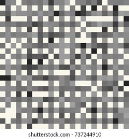 Abstract Grid Motif In Pixel. Seamless Pattern.