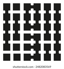 Abstract grid pattern. Black and white design. Geometric vector layout. Repetitive block shapes.