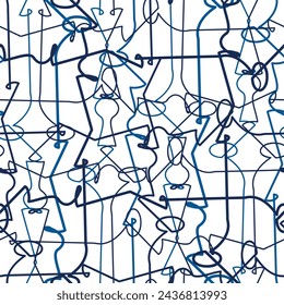 Abstract grid pattern, doodle, seamless vector background.