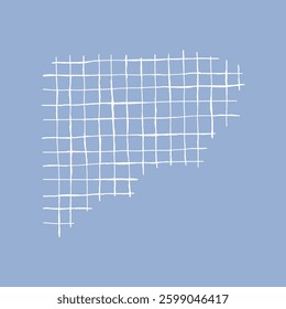 Abstract grid pattern on a blue background. White grid lines form a geometric pattern. Simple grid design on blue. Minimalist grid art on blue. Background vector.