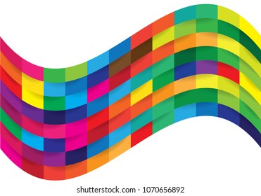 Abstract grid square pixel mosaic geometric colorful wave background. Creative Design Templates. Can be adapt to Brochure, Annual Report, Magazine, Poster, Presentation,  Flyer, Banner, Website