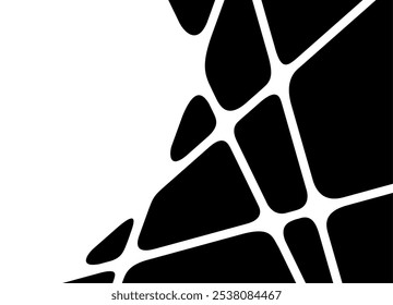 Abstract grid with transition from black to white. Vector pattern of white lines on a black background. Modern design element. Textiles, interior decor, wall art. carpet. Cobwebs Skeleton masonry