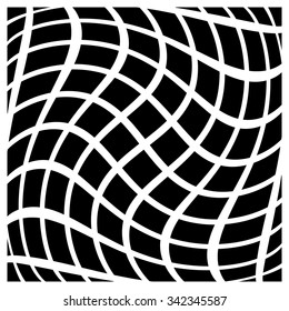 Abstract grid with twisting distortion. Vector art.
