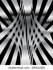 Abstract grid wavy line black background
