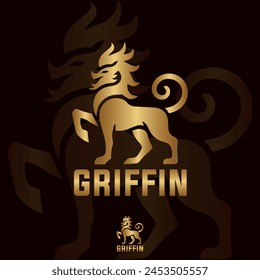 Abstract griffin mythical logo design vector