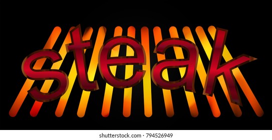 abstract grilling steak and dark background design logo