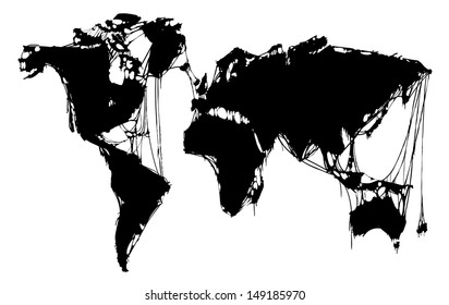 abstract grim world map for halloween. map isolated on white background