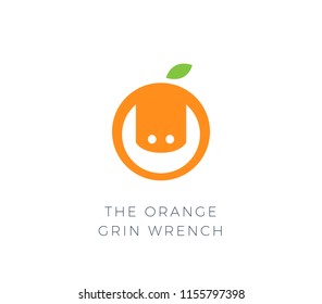 Abstract grin wrench inside orange