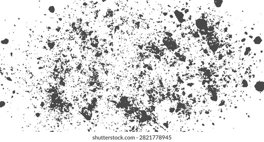 Abstract gritty texture of fine gray dust bursts on white. Ideal for grunge design overlays or energetic visual effects.