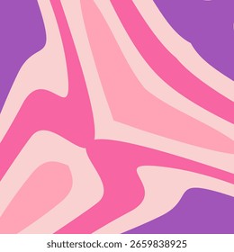 Um fundo abstrato e groovy com curvas orgânicas fluindo em uma paleta vibrante de tons roxos e rosados.