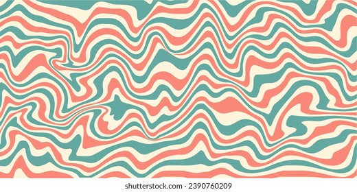 Abstract groovy background. Trendy wavy background in retro 70s style. Vector illustration
