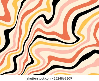 Abstract groovy background. Wall decor. Vector illustration in trendy cartoon style. Op art.