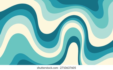 Abstractas fondo groovy con líneas onduladas en tonos de verde azulado y menta