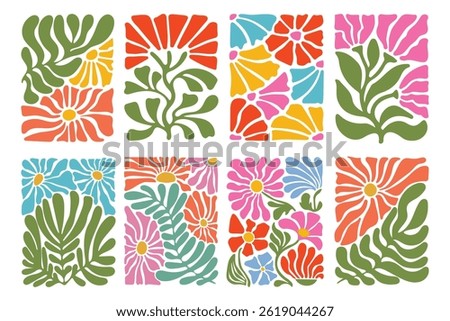 Abstract groovy boho 60s 70s flower vector
