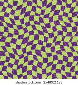 Abstract groovy checkerboard seamless pattern