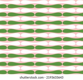 Abstract Groovy Fern Leaves Sticks Retro Colorful Seamless Pattern Simple Design Perfect for Allover Fabric Print or Wrapping Paper Green Pastel Pink White Tones