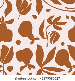 Abstract groovy floral patterns. Modern trendy minimalist Matisse style. Hand drawn for wallpaper, wall decor, fabric, postcard, cover, template, banner.