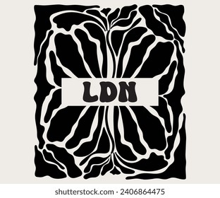 Abstract groovy floral poster LDN. Modern trendy LDN minimalist style. Hand drawn for wallpaper, poster concept template perfect for postcards Tee Shirt Hoodie design