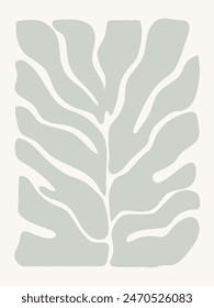 Abstract groovy floral poster. Modern trendy matisse style vector illustration. Palm leaf aesthetic design for wall prints.