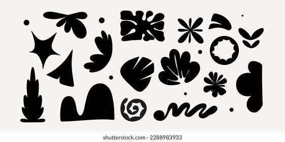 Abstract groovy floral poster Y2K. Modern trendy minimalist style. Hand drawn for wallpaper, wall decor, fabric, postcard, cover, template, banner.