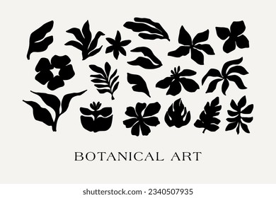 Abstract groovy floral poster Y2K. Modern trendy minimalist style. Hand drawn for wallpaper, wall decor, fabric, postcard, cover, template, banner.