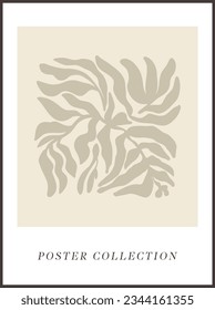 Abstract groovy floral poster Y2K. Modern trendy minimalist style. Hand drawn for wallpaper, wall decor, fabric, postcard, cover, template, banner.