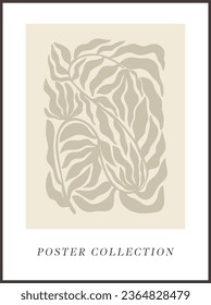 Abstract groovy floral poster Y2K. Modern trendy minimalist style. Hand drawn for wallpaper, wall decor, fabric, postcard, cover, template, banner.