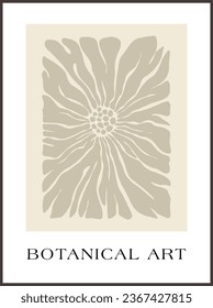 Abstract groovy floral poster Y2K. Modern trendy minimalist style. Hand drawn for wallpaper, wall decor, fabric, postcard, cover, template, banner.