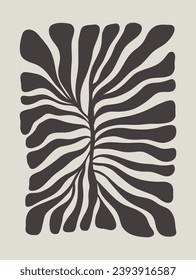 Abstract groovy floral poster Y2K. Modern trendy minimalist style. Hand drawn for wallpaper, wall decor, fabric, postcard, cover, template, banner.