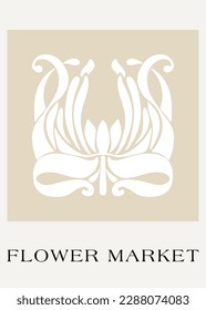 Abstract groovy floral posters. Modern trendy Matisse minimal style. Hand drawn design for wallpaper, wall decor, print, postcard, cover, template, banner.