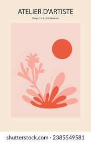 Abstract groovy floral posters. Modern trendy Matisse minimal style. 