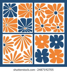 Abstract Groovy Flowers Matisse Inspired Design Wall Decorative
