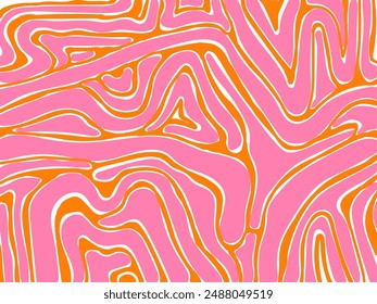 Abstract groovy hippie 70s background. Waves colorful vintage  swirl, twirl ,psychedelic, striped pattern illustration design for wallpaper, web, banner and print.