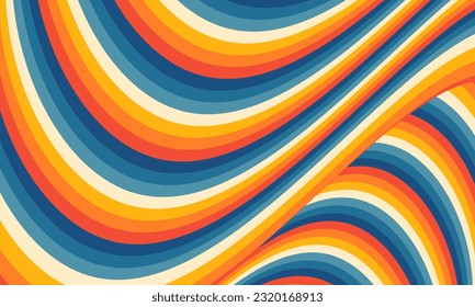 abstract groovy hippie background. Psychedelic waves swirl 70s color. Vector illustration