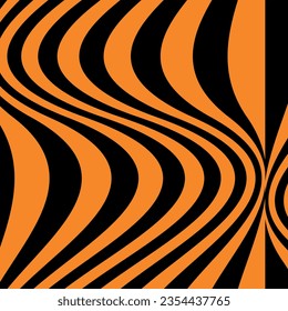 abstract groovy orange and black wave background, halloween vector pattern
