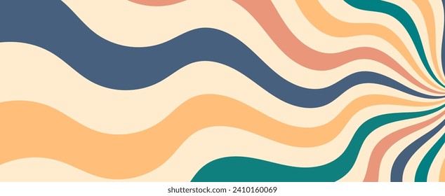 Abstract groovy poster. colorful background with sun. wall decorative vector illustration in vintage style. Retro design of sunburst radial. eps 10